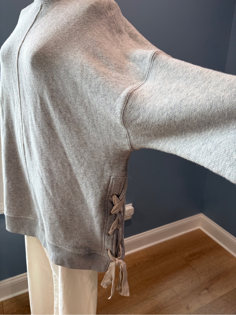 Free People So Plush Pullover Sweater Gray Lace Up Side Turtleneck XS - Picture 4 of 8